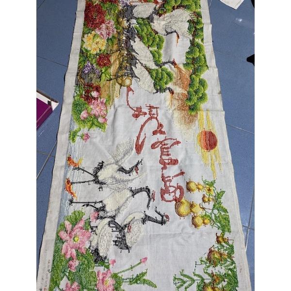 Tranh thêu thành phẩm mẫu hạc phú quý bình an 150x70 cm