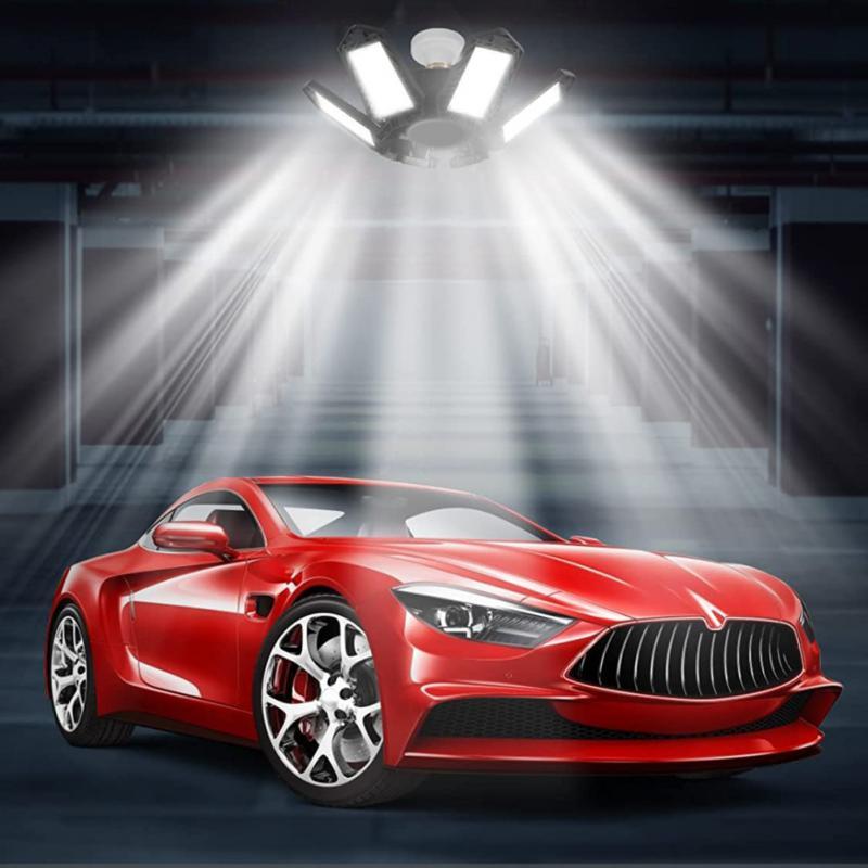 E26/E27 LED Garage Lights Deformable Ceiling Industrial Lighting Fixture with 6Panels Bay Work Light For Shop Warehouse Lighting