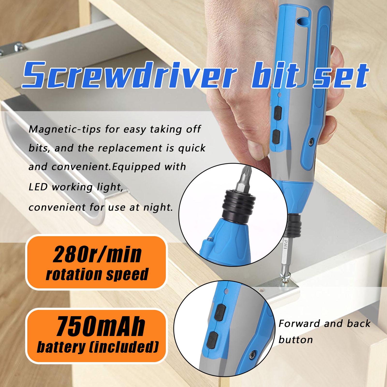 Cordless 4.0V USB Rechargeable Multi-use Electric Screwdriver 42pcs Screw Drill Bit Set Mini Power Tool Multifunction