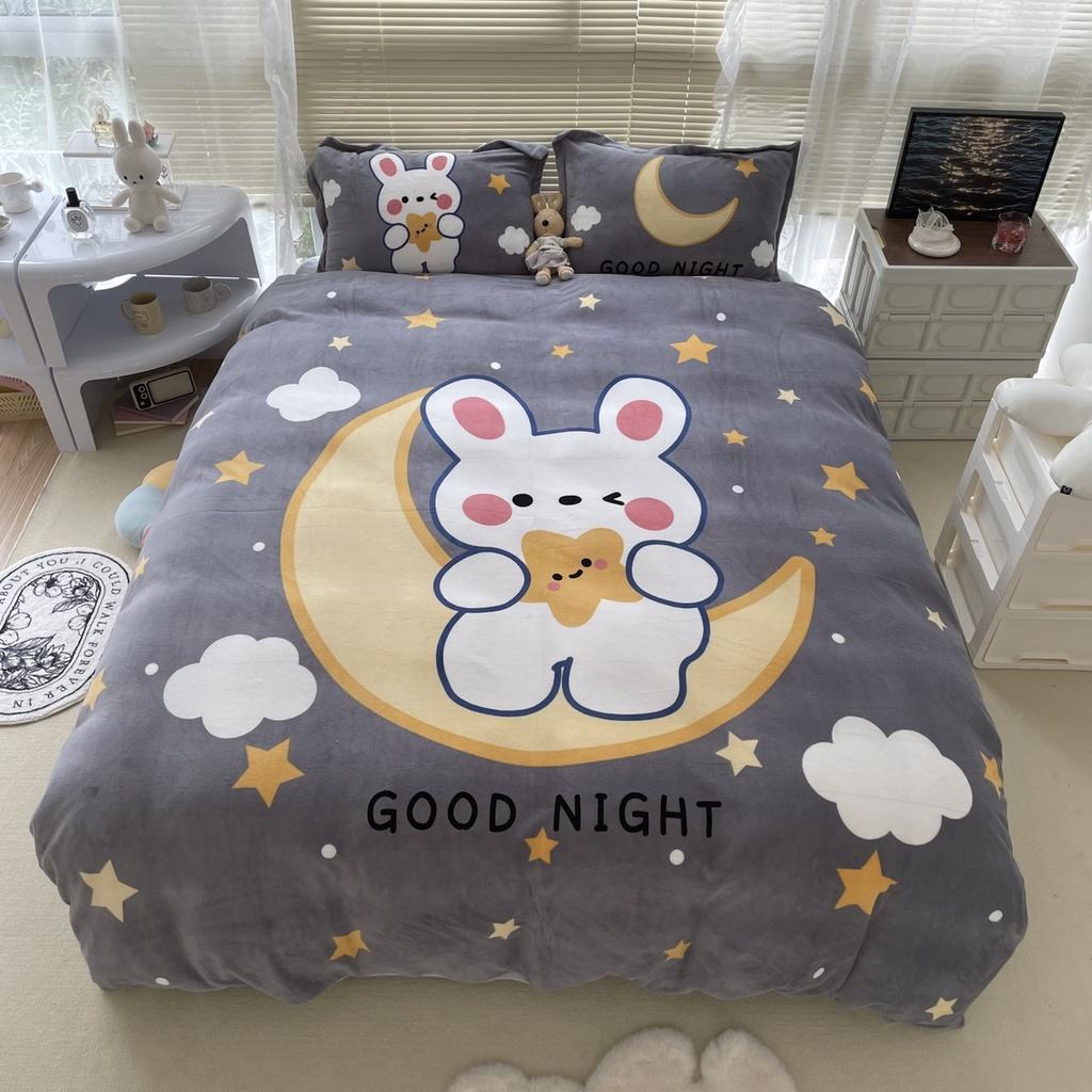 Bộ Chăn Ga Gối Nỉ Nhung, Set chăn ga nỉ nhung 3D, Bộ chăn ga nỉ nhung 4 món, Drap Giường Đủ Kích Thước Bọc Đệm