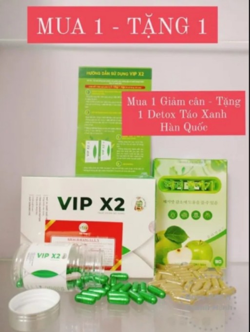 Giảm Cân Tiến Hạnh Vip X2 Mẫu Mới - Tặng Detox Khoá Cân Táo Xanh