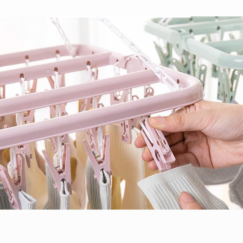 Móc Trùm Phơi Quần Áo 32 Kẹp Đa Năng - Giao Màu Ngẫu Nhiên - Loại Tốt