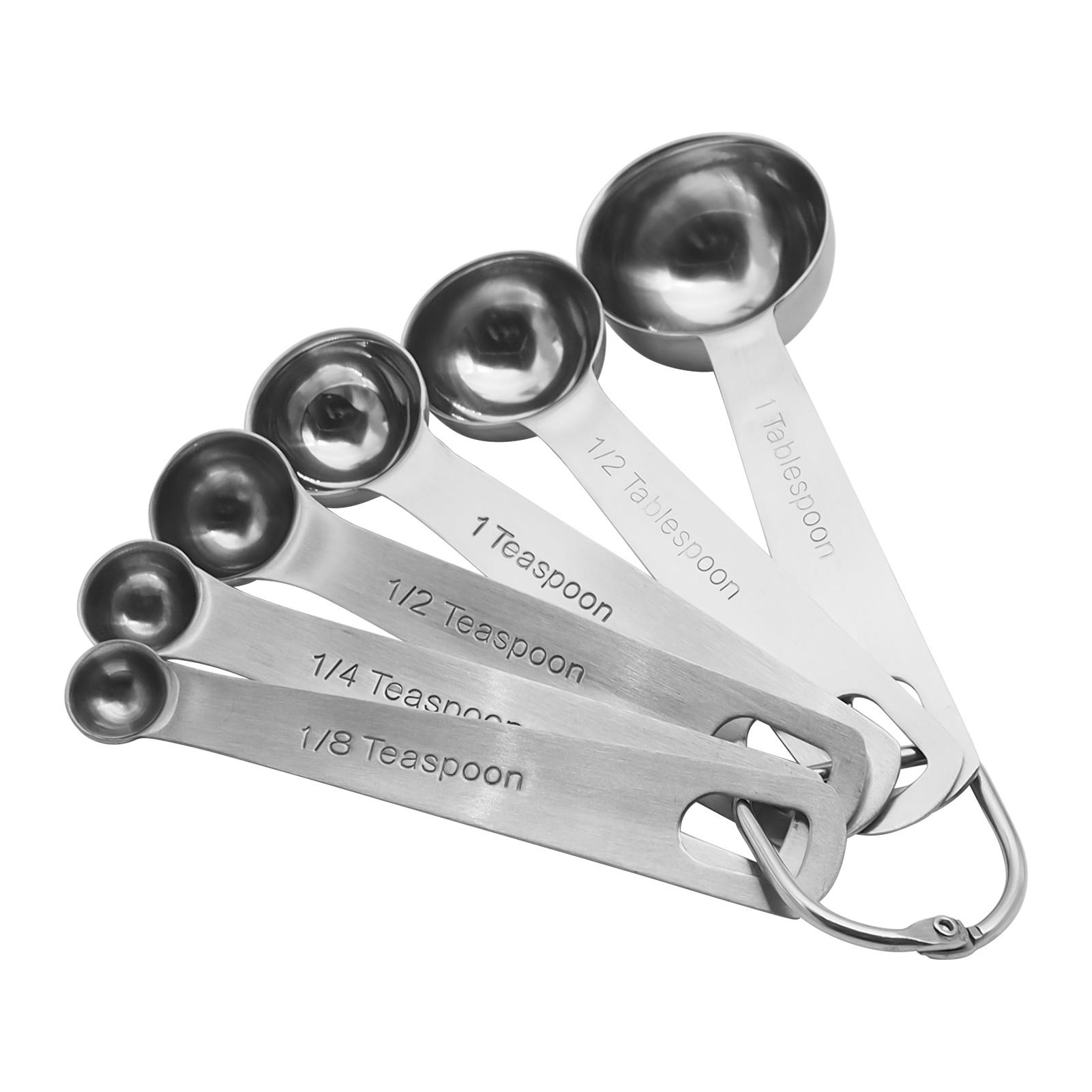 Bộ 6 Thìa đo lường kim loại bằng thép không gỉ để nấu nướng