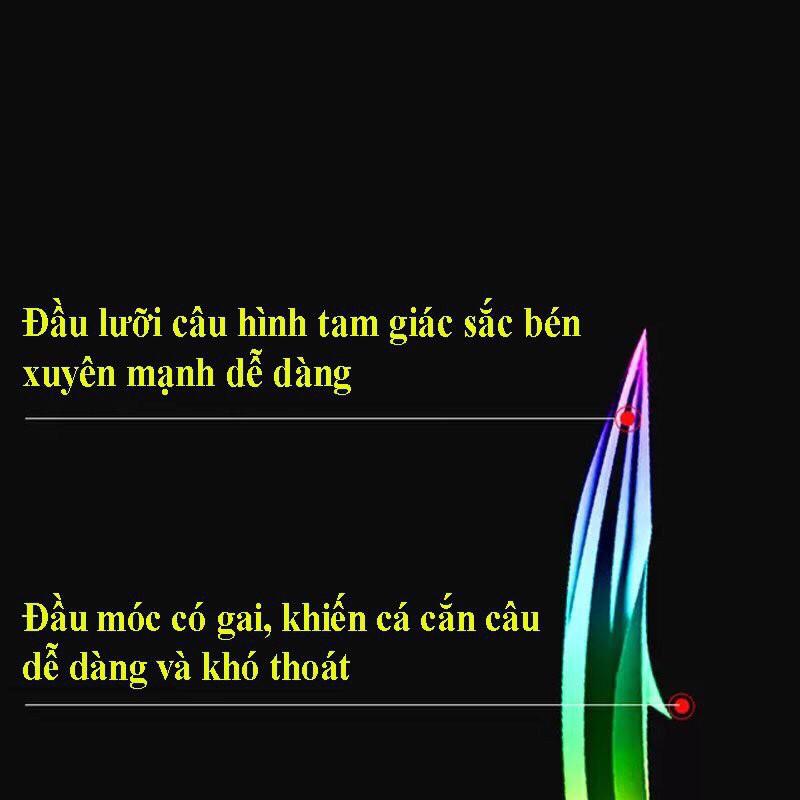 Lưỡi Câu Cá CJF, Lưỡi Câu TiTan 7 Màu Có Ngạnh Cao Cấp Chuyên Câu Đài , Câu Đơn