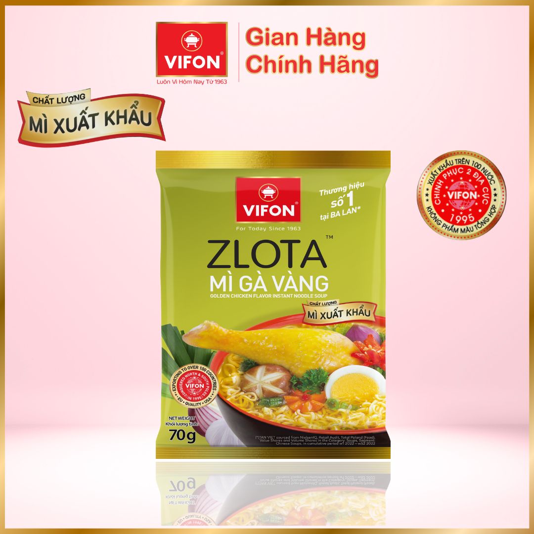 Thùng 24 gói mì xuất khẩu  Zlota gà vàng/ Curry cà ri gà 70gr/gói