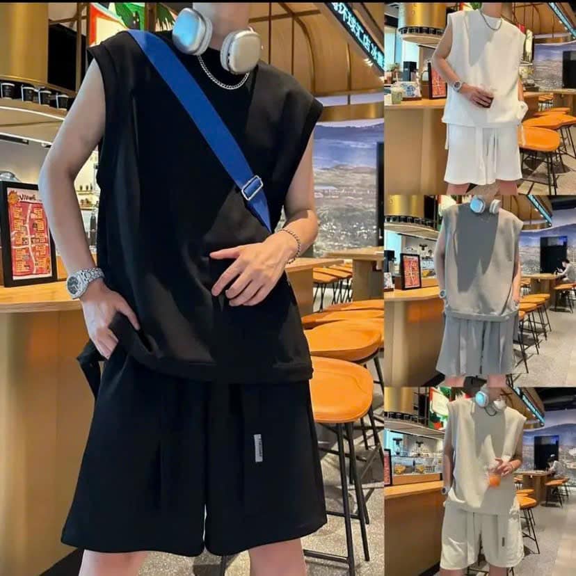 Bộ Thun Nam Nữ TANKTOP Ba Lỗ Unisex Chất Xốp Tổ Ong Phối Dây Cao Cấp
