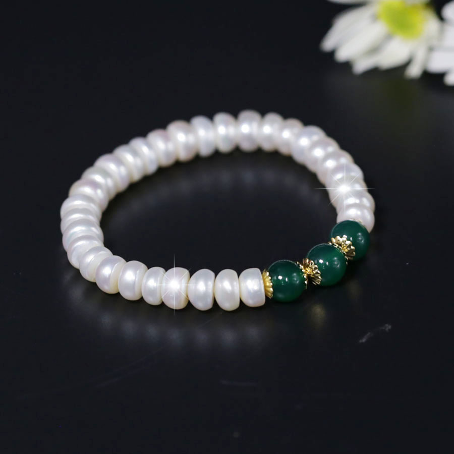 Bộ Chuỗi Ngọc Trai Làm Quà Tặng Đá Mã Não Xanh Sang Trọng - BNJ1308 - Bảo Ngọc Jewelry