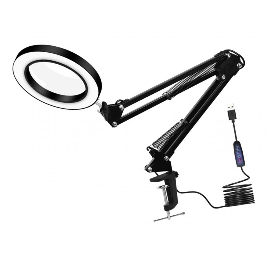 Hilabee Kính Lúp Để Bàn Kẹp 5X Kính Phóng Đại Ống Kính W/Có Thể Điều Chỉnh Xoay Cánh Tay