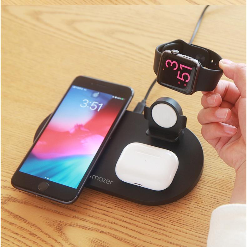 Đế Sạc Không Dây Mazer Wi.DESK TRIO 3-in-1 Dual Wireless - Apple Watch Wireless Charging Stand - HÀNG CHÍNH HÃNG