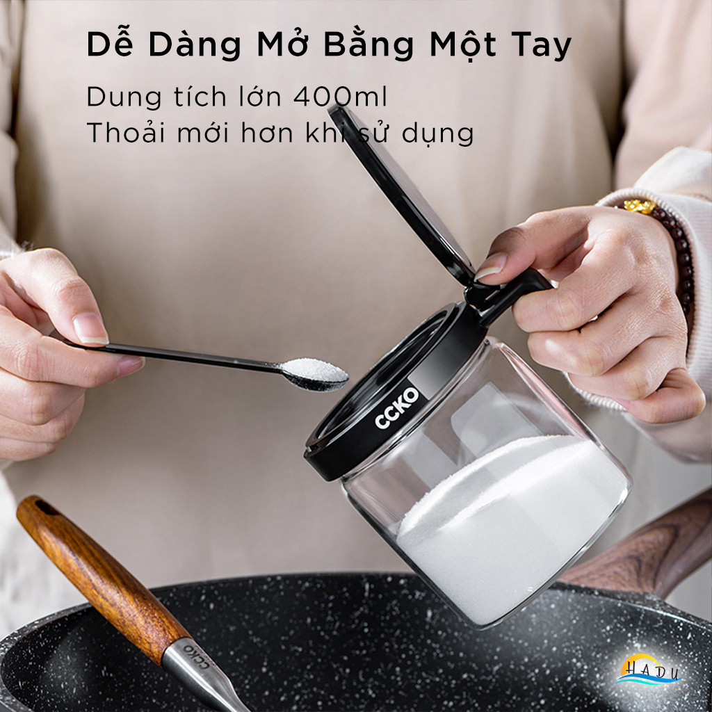 Bộ Đựng Gia Vị Nhà Bếp Thủy Tinh Cao Cấp Kèm Thìa Đạt Chất Lượng Đức CCKO