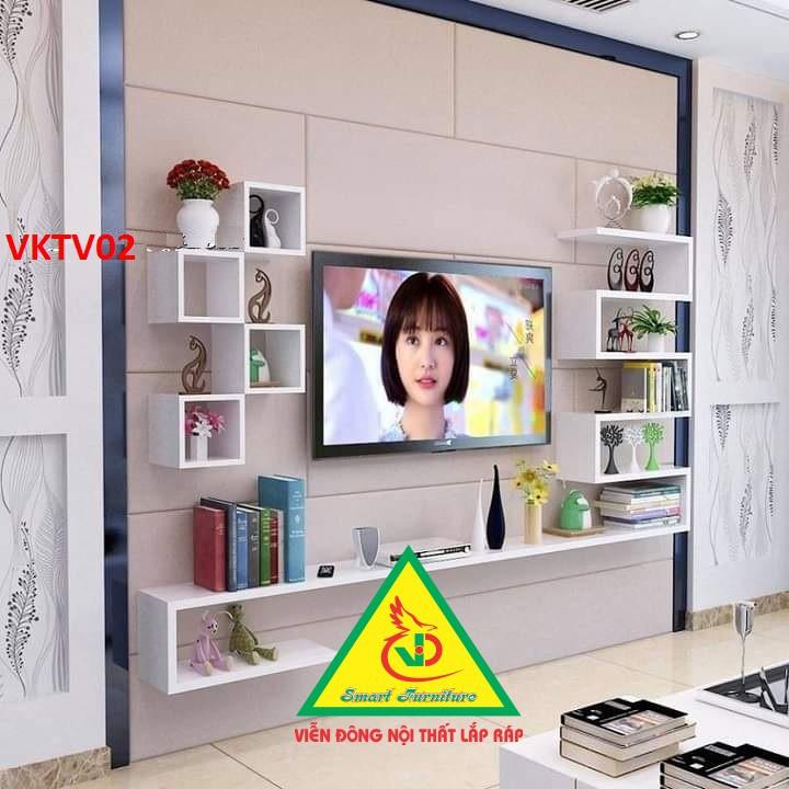 BỘ KỆ TI VI TREO TƯỜNG TRANG TRÍ VKTV02 - NỘI THẤT LÁP RÁP