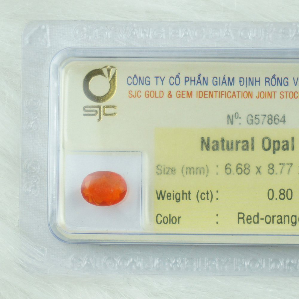 Đá Quý Opal Lửa Tự Nhiên Kiểm Định Mài Giác Oval