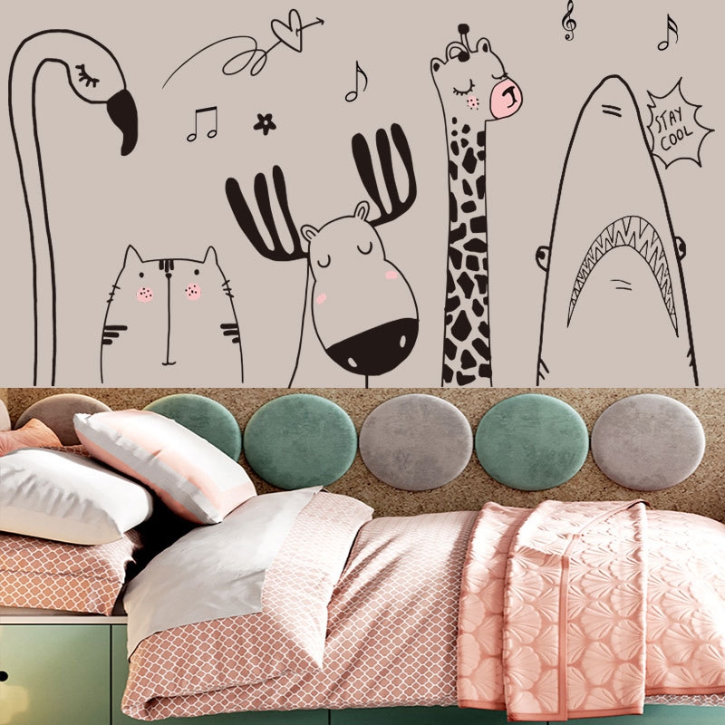 Decal dán tường vườn thú hoạt hình Trang trí phòng cho bé đẹp