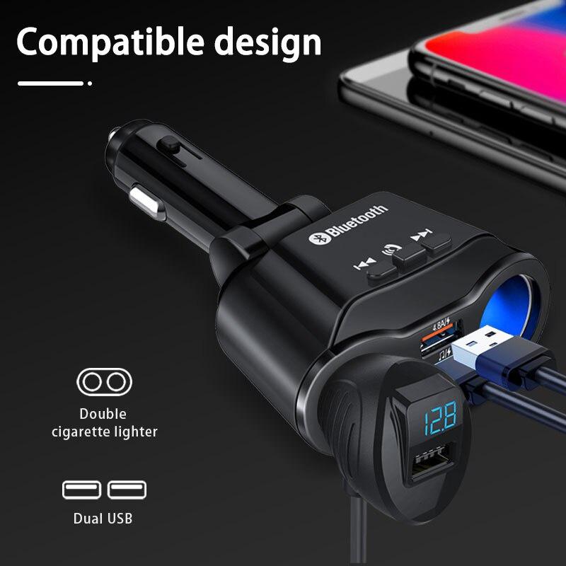 Tẩu Sạc Điện Thoại USB Qc3.0 Bluetooth 5.0 Rảnh Tay MP3 4.8A 12V Cho Xe Hơi