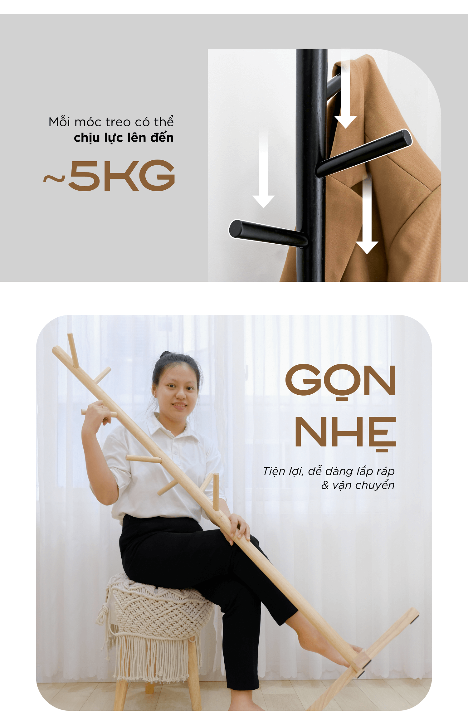 Cây Treo Quần Áo Đồ Gỗ BEYOURs Thông Minh - Móc Treo Quần Áo Standing-Hanger - Nội Thất Phòng Khách, Phòng Ngủ - Gỗ Tự Nhiên