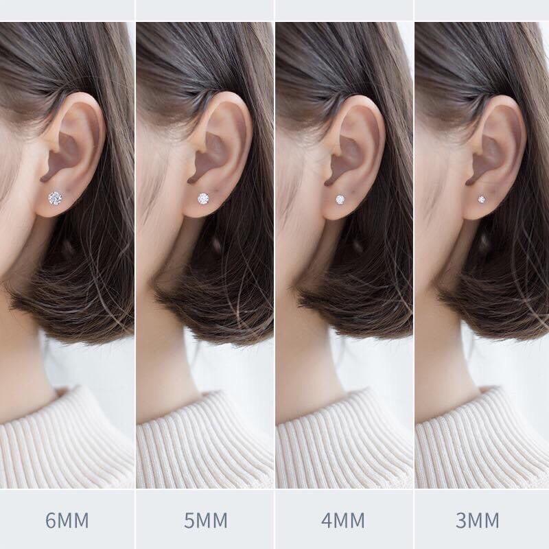 Bông tai nụ titan hột xoàn siêu sáng cam kết không đen không gỉ