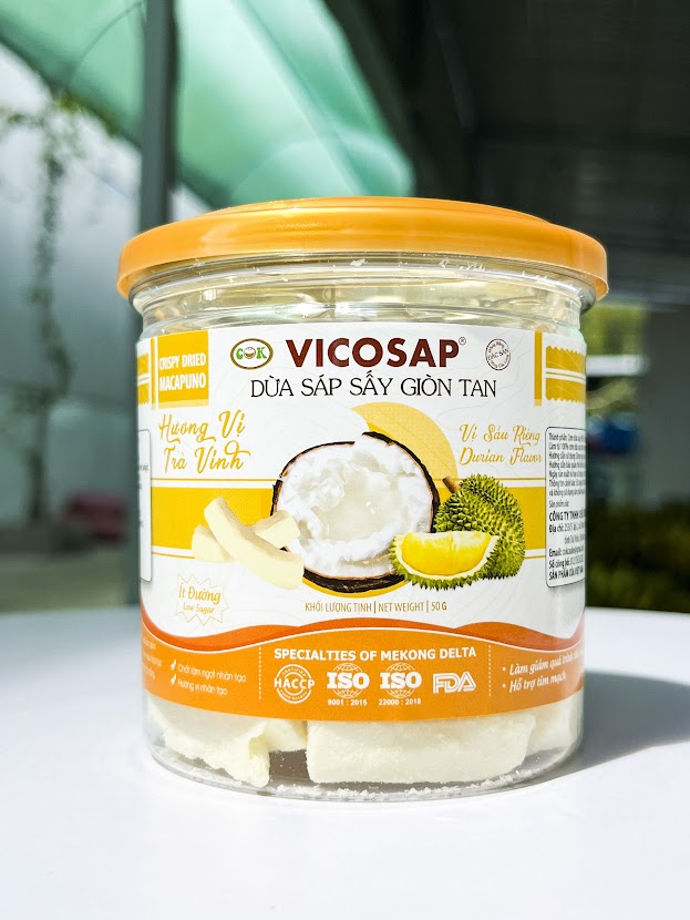 Dừa sáp sấy giòn tan vị Sầu Riêng 50gr