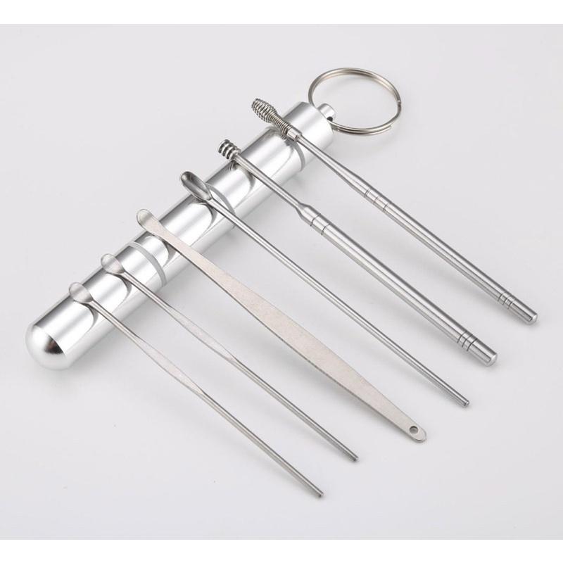 Bộ Dụng Cụ Vệ Sinh Tai 6 Món, Lấy Ráy Tai Cao Cấp Bằng Thép Không Gỉ Cho Gia Đình