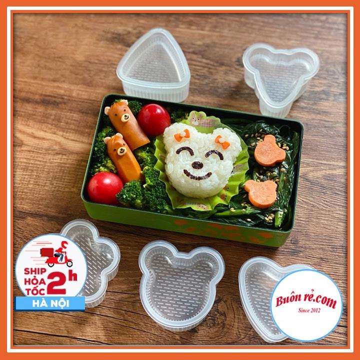 Set 7 khuôn bento ép cơm nắm KÈM THÌA – Khuôn cơm nhựa trong suốt an toàn sức khỏe – 01471