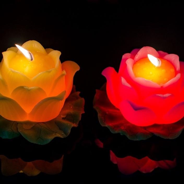 Nến hoa sen (30 tiếng) - có đèn led đổi màu - nến bông sen thờ phật trang trí cao cấp candle shop