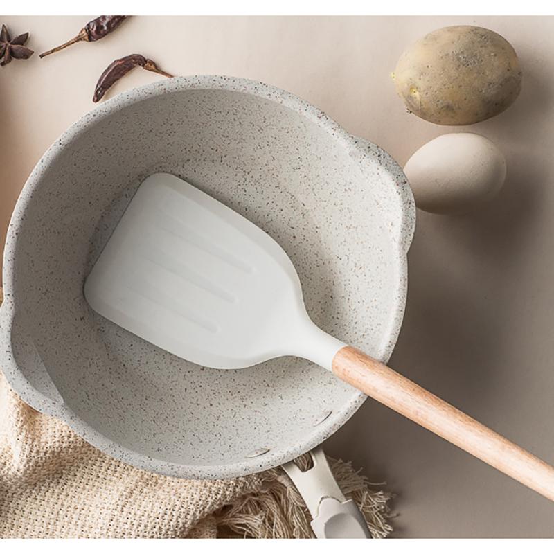 Đặc Biệt Thìa Đũa Cho Không Dính Tay Cầm Gỗ Trắng Dẻo Silicone Đồ Dùng Nhà Bếp Nhà Bếp Dụng Cụ Nấu Ăn Nhà Bếp Phụ Kiện