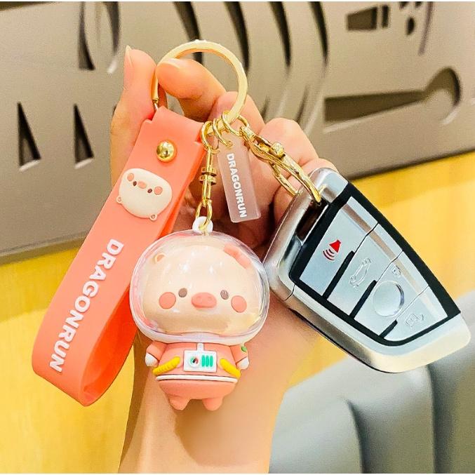 Móc khóa Phi hành gia Heo con đáng yêu PVC loại xịn