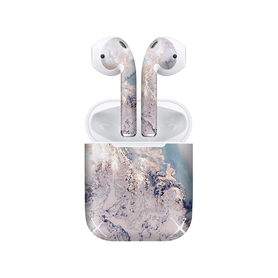 Miếng dán skin chống bẩn cho tai nghe AirPods in hình vân đá - dah007 (bản không dây 1 và 2)