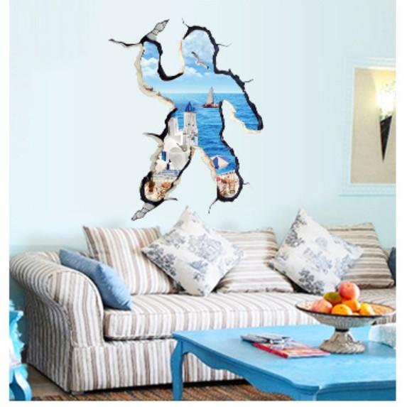 Decal trang trí Vết nứt tường hình người