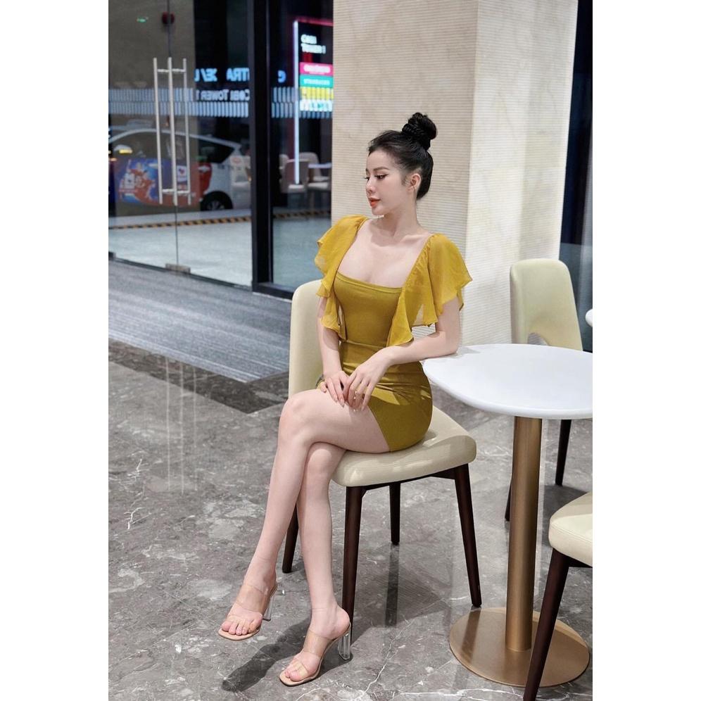 ĐẦM ĐI CHƠI, ĐẦM ÔM BODY CÚP NGỰC TAY BÈO DÁNG NGẮN CỰC SANG LUN Ạ