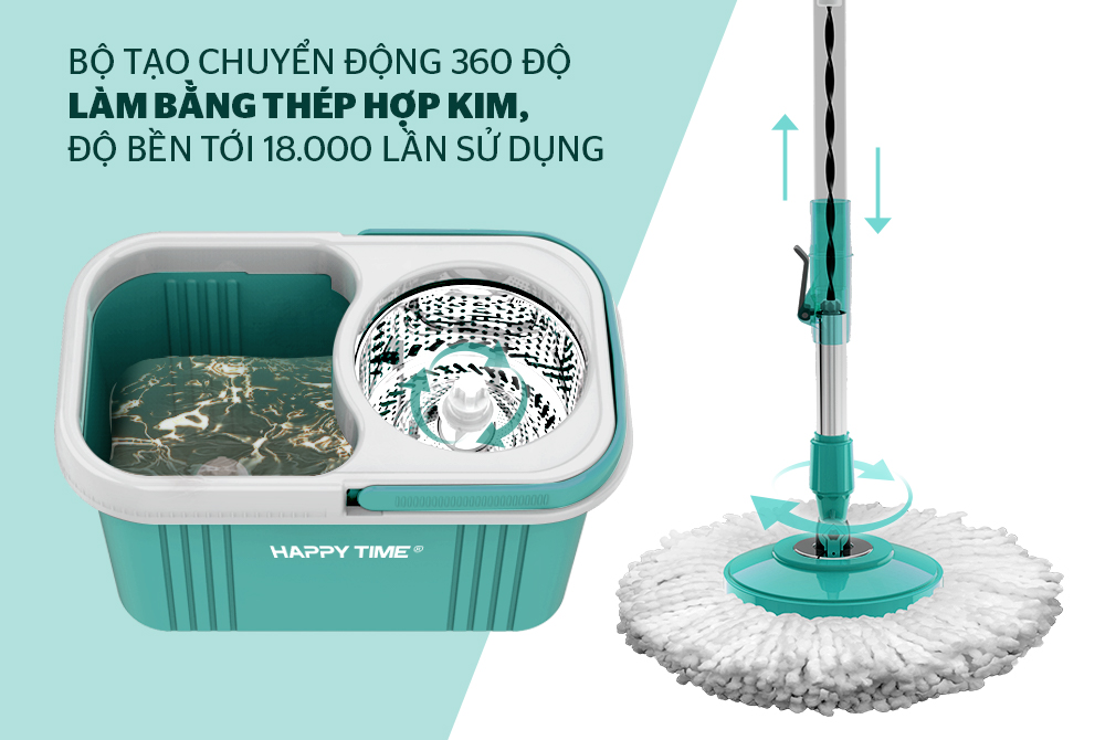 Bộ lau nhà 360 độ Happytime 330s hàng chính hãng