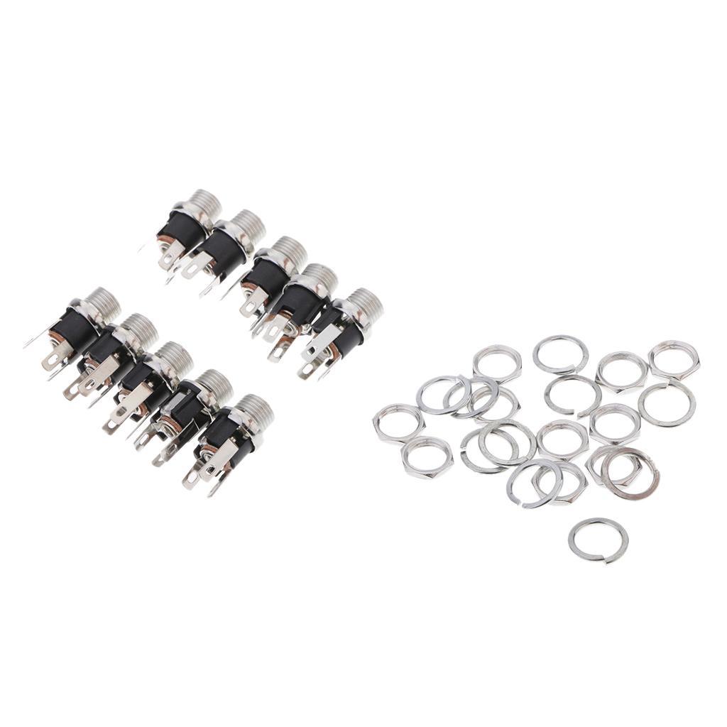 10 Pieces Metal Round 2.1 mm x 5.5 mm Panel Mount DC Connector  Socket