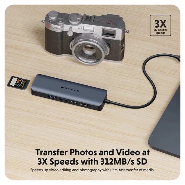 HUB chuyển đổi HyperDrive Next 6 IN 1 Port USB-C Hub - Truyền tải dữ liệu nhanh, hỗ trợ màn hình 4K60Hz - HD4002GL - Hàng Chính Hãng