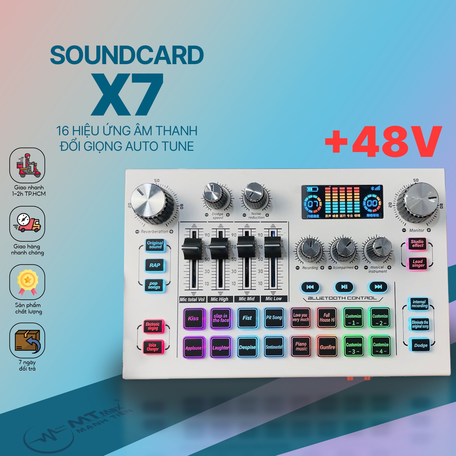 Soundcard X7 Mới Nhất 2024 - Hỗ Trợ Micro 48V, Tích Hợp Hiệu Ứng Auto Tune, Điều Chỉnh Giọng Hát, Nhiều Hiệu Ứng Âm Thanh Cao Cấp Hàng Chính Hãng