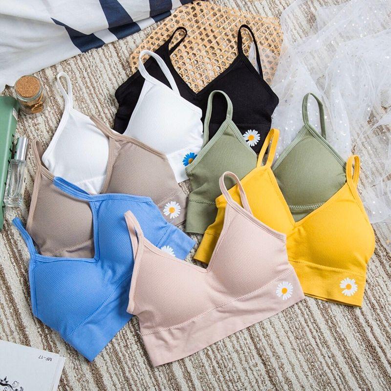 ÁO BRA HAI DÂY ÔM SÁT CƠ THỂ VỚI HÌNH HOA CÚC HOT TREND