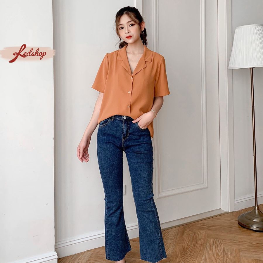 Áo sơ mi nữ basic tay lỡ cổ vest phong cách Hàn Quốc Red Shop 28724