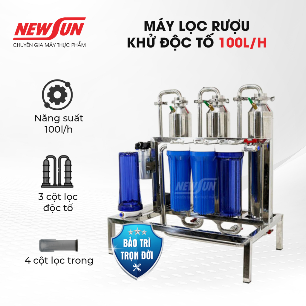 Máy lọc rượu khử độc tố 100l/h NEWSUN - Hàng chính hãng ( Mẫu mới nâng cấp)