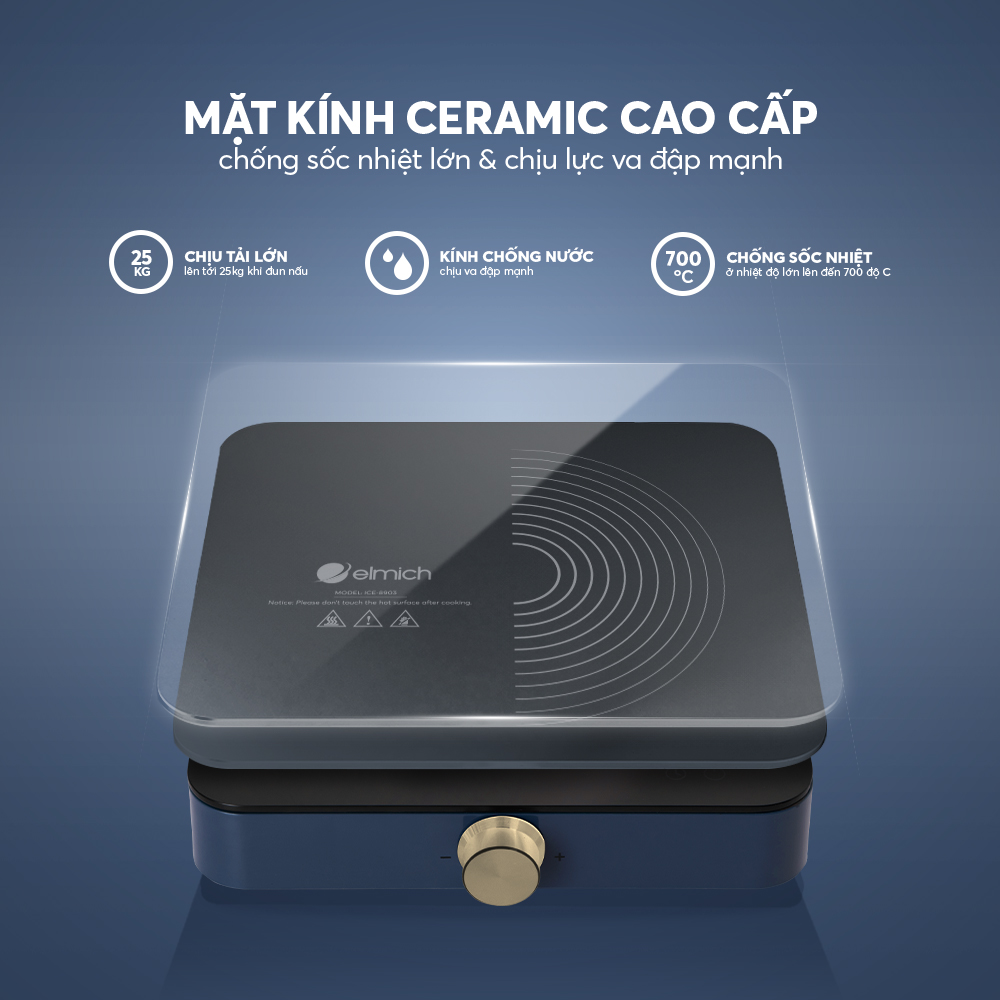 Bếp Điện Từ Đơn Elmich ICE-8903 1800W, Hàng Chính Hãng, Mặt Kính Ceramic - JoyMall