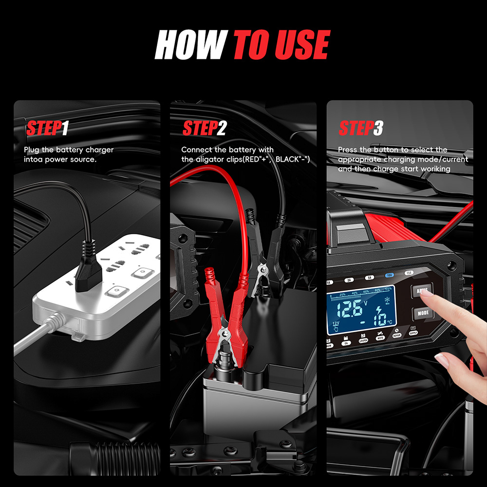 Sạc Ắc Quy FOXSUR FAC-150 15A Tự Động Thông Minh Dùng Cho Bình 12V 24V 4AH - 250AH