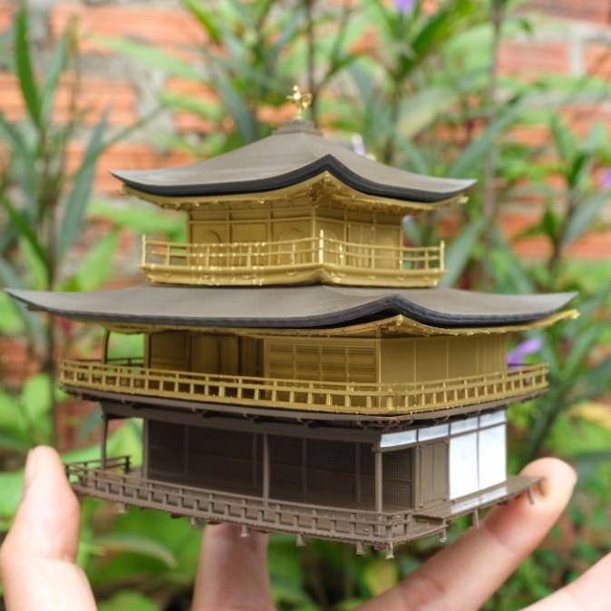 Mô hình kiến trúc Nhật Bản: Chùa Vàng Kim Các Tự VDS0120 - decor,tiểu cảnh,bán cạn,terrarium,non bộ,bonsai
