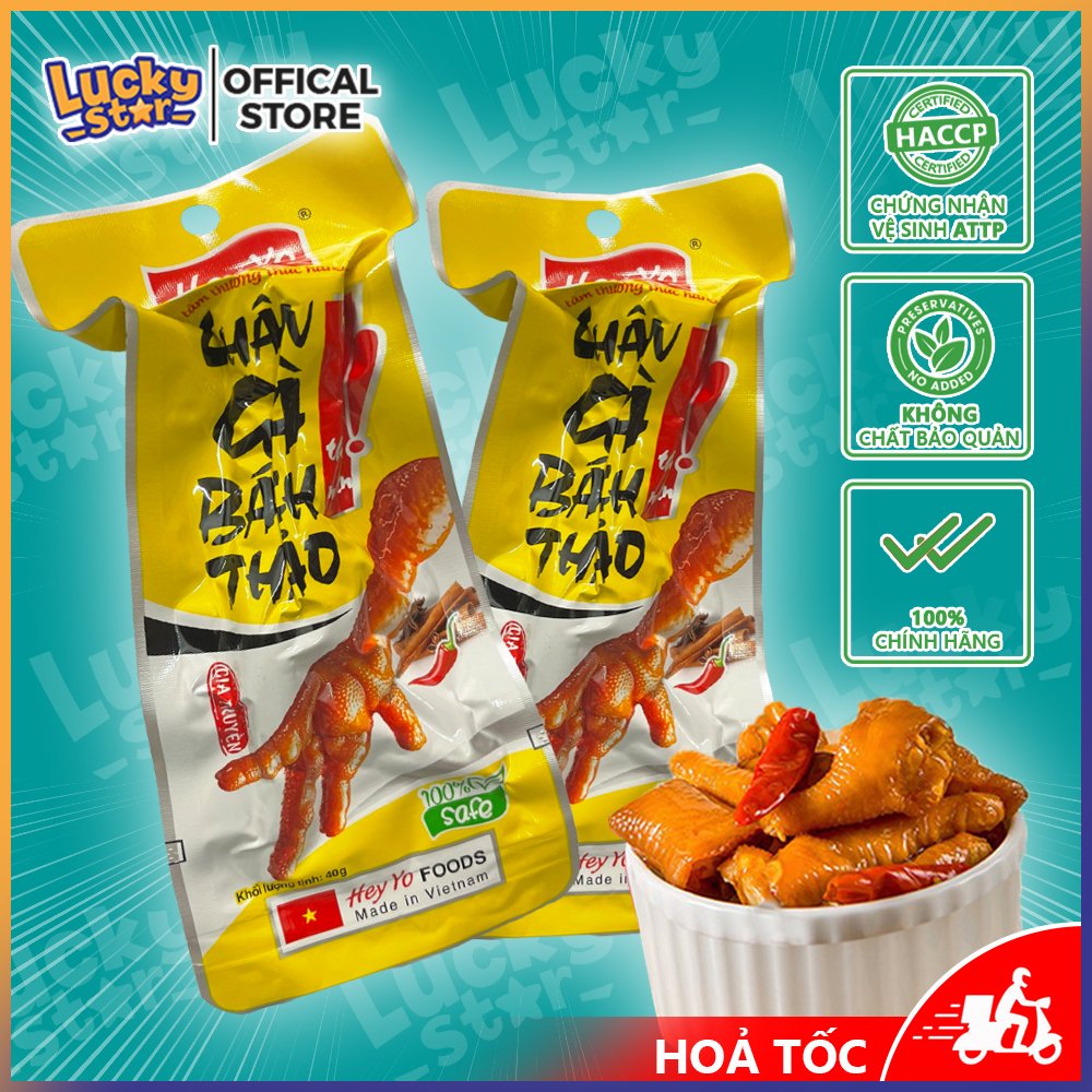 Chân gà cay bách thảo Việt Nam - đồ ăn vặt siêu ngon gói 40g, chân gà sạch Hey Yo đảm bảo ATTP