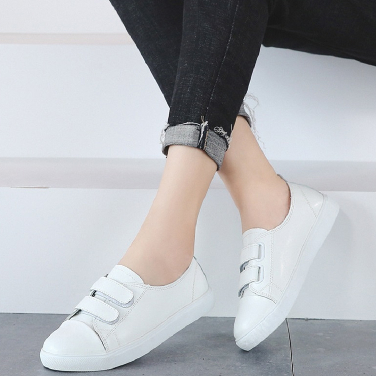 Women's flat Single Shoes Velcro Shallow Mouth pu Leather