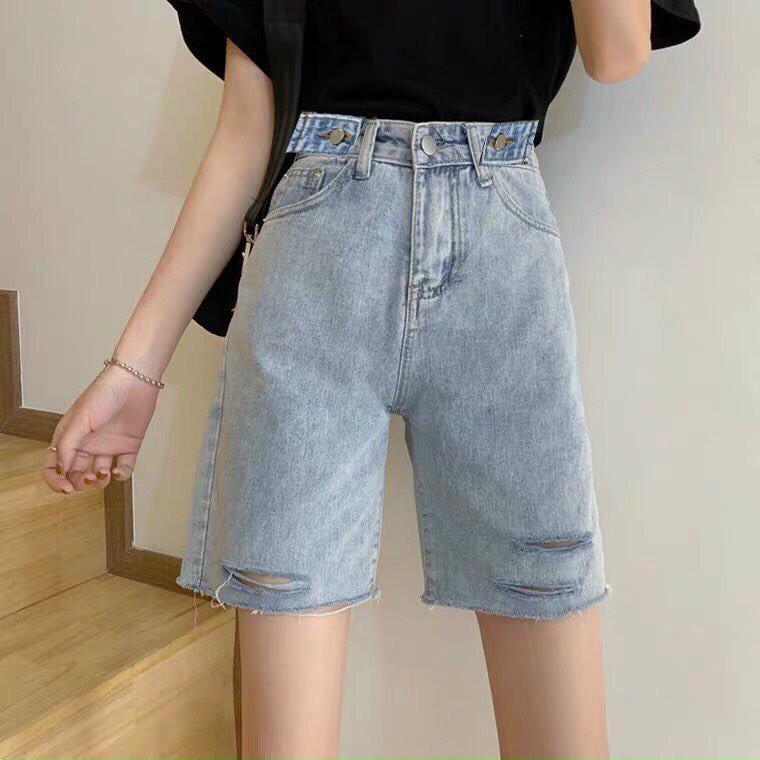 Quần Short Jeans Nữ Ống Rộng Rách Cạp Đỉa Ulzzang - Quần Đùi Nữ Jeans SIêu Chất Q43