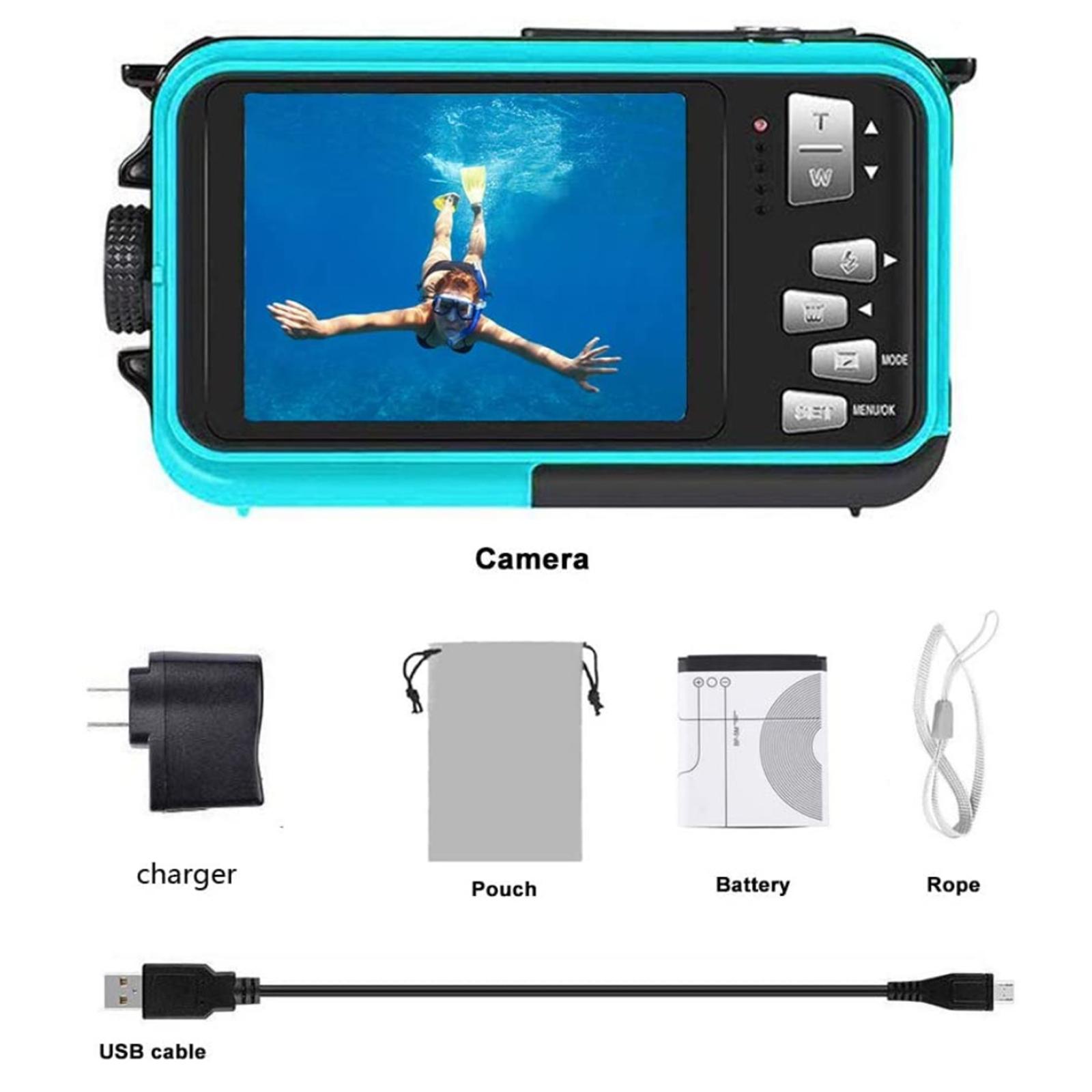 Underwater Camera Dual Screens HD 2.7K 48MP Digital Waterproof Anti-shake Outdoor Video Recorder Camera for Snorkeling Camping