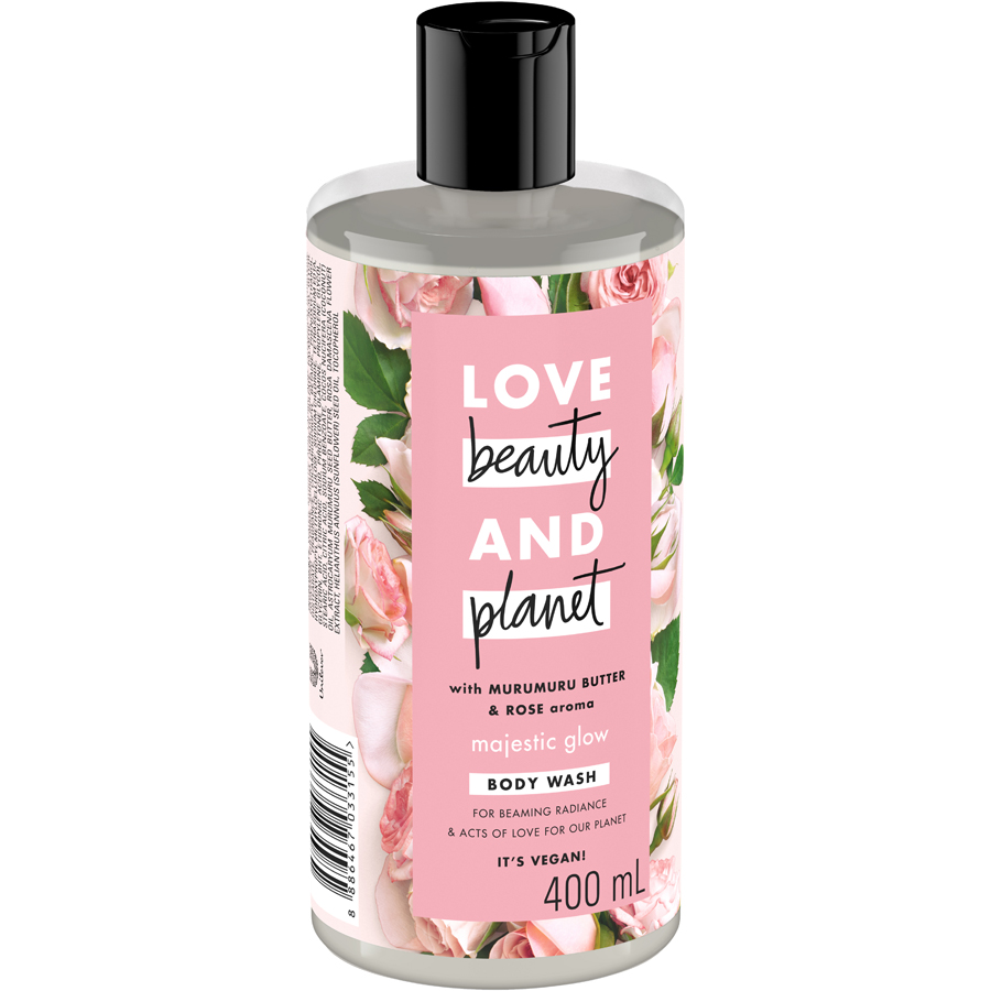Combo sữa tắm và sữa dưỡng thể Love Beauty And Planet Làm Sáng Da Majestic Glow với 100% tinh dầu hoa hồng Bulgaria 400ml