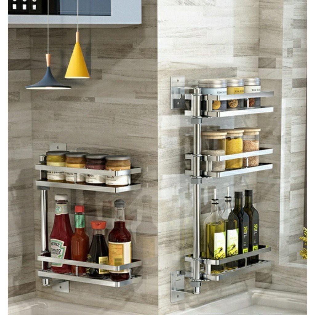 Kệ đựng gia treo tường đa năng 3 tầng - Inox 304