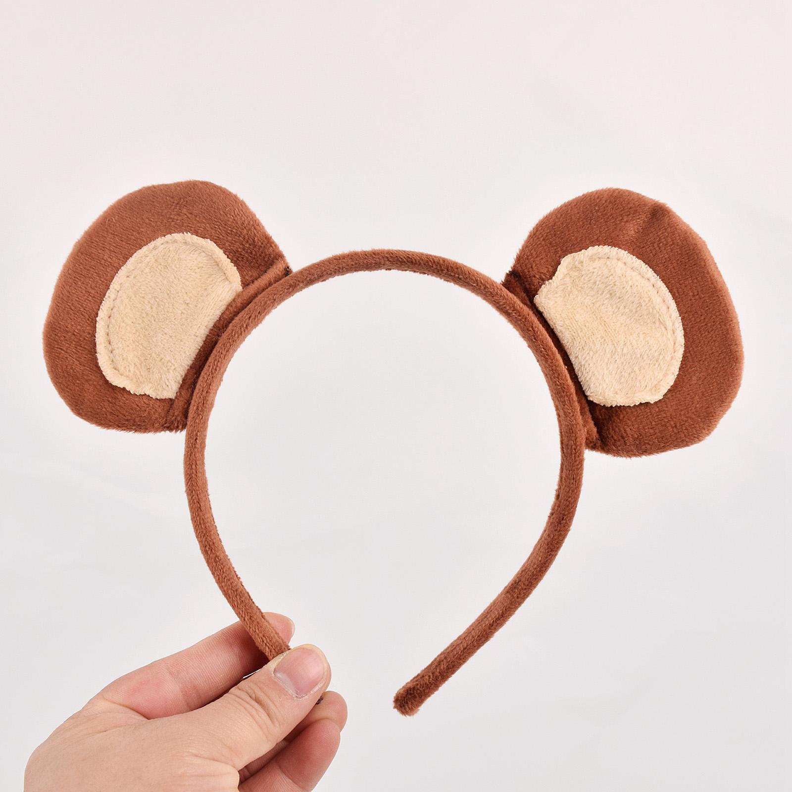 2Pcs and Tail Set Children Adults Monkey Hair Hoop Headwear Long Tail for Christmas Birthday Halloween Decoration