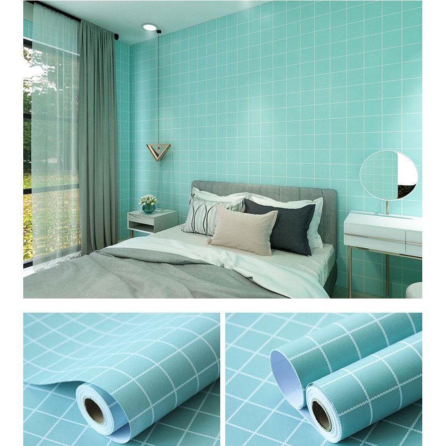 Giấy dán tường kẻ ô phong cách sang trọng Hàn Quốc Khổ 10M HPMWallpaper
