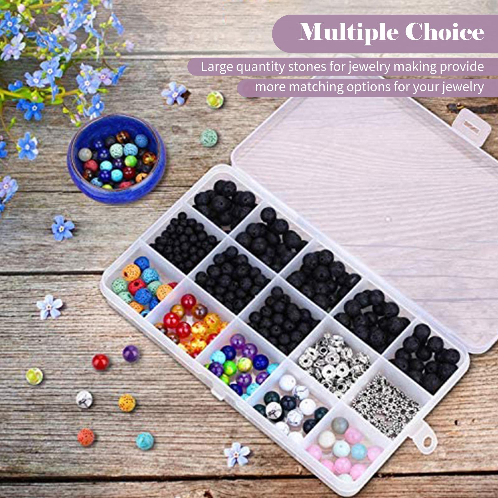 Bộ Dụng Cụ Làm Túi Trang Sức Gồm 15 Hạt Đá Núi Lửa Tự Nhiên Túi Và Dây Đàn Hồi