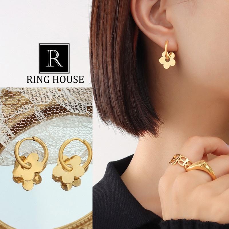 Khuyên tai bông tai nữ titan không đen hoa