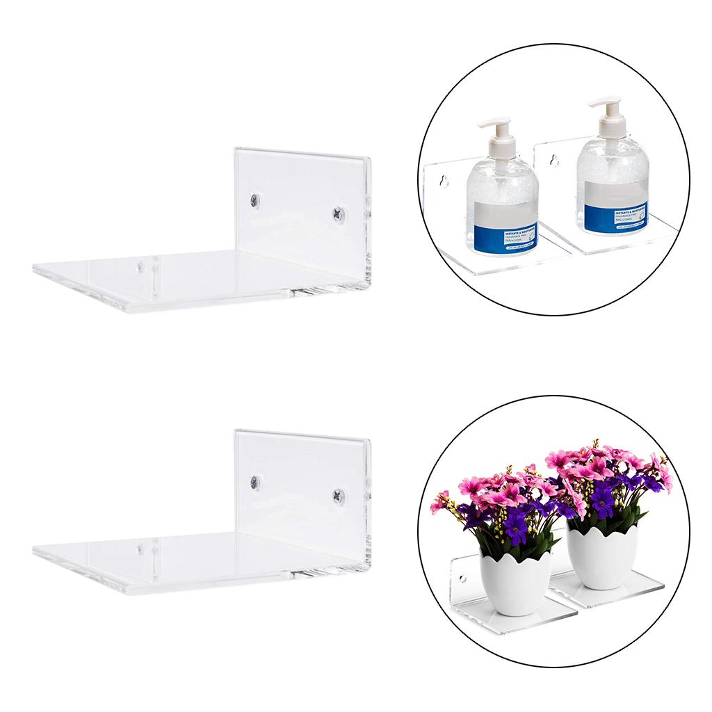 2x2x Small Bathroom 10cm Clear Acrylic Floating Wall Shelf Display Organizer